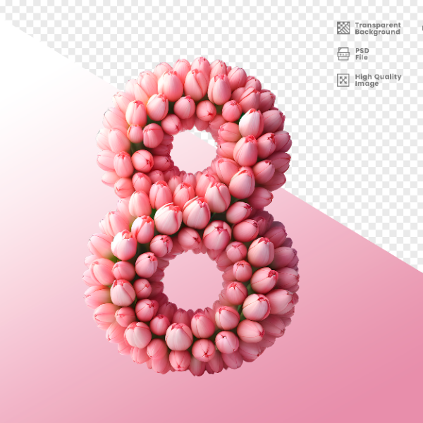 DIA DA MULHER -  ELEMENTO 3D NÚMERO 8 PARA COMPOSIÇÃO