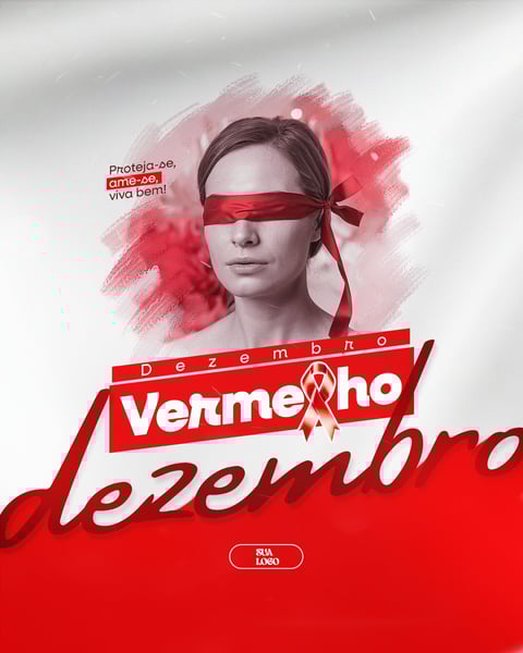 DEZEMBRO VERMELHO MÊS DE LUTA E CONSCIENTIZAÇÃO CONTRA A AIDS HIV E OUTRAS ISTS SOCIAL MEDIA PSD EDITÁVEL