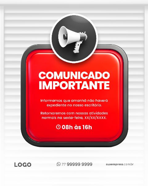 SOCIAL MEDIA PARA AVISOS E COMUNICADOS - VERMELHO