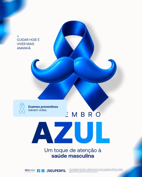 Cartaz Novembro Azul Conscientização Câncer De Próstata E Saúde Masculina Social Media PSD Editável