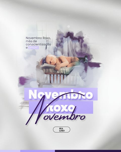 NOVEMBRO ROXO MÊS DA CONSCIENTIZAÇÃO DA PREMATURIDADE SOCIAL MEDIA PSD EDITÁVEL