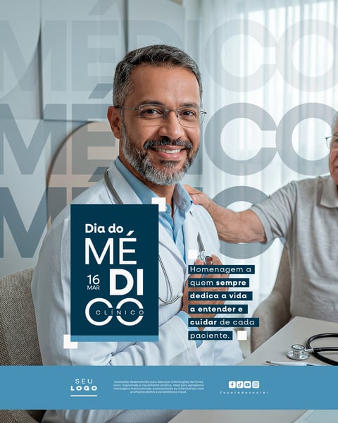DIA DO MÉDICO CLÍNICO 16 DE MARÇO SOCIAL MEDIA PSD EDITÁVEL 2