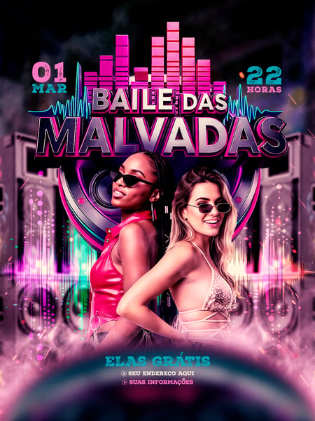 FLYER EDITÁVEL BAILE DAS MALVADAS