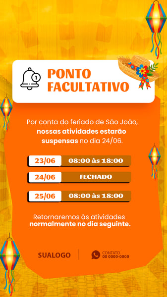 FERIADO JUNINO PONTO FACULTATIVO DE JUNHO PSD EDITÁVEL 1