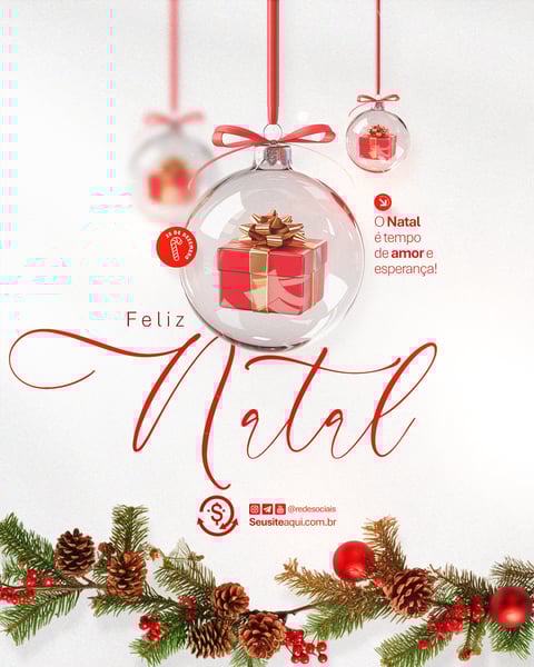 FELIZ NATAL 25 DE DEZEMBRO SOCIAL MEDIA PSD EDITÁVEL