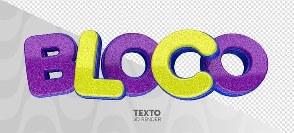 TEXTO 3D BLOCO DE CARNAVAL