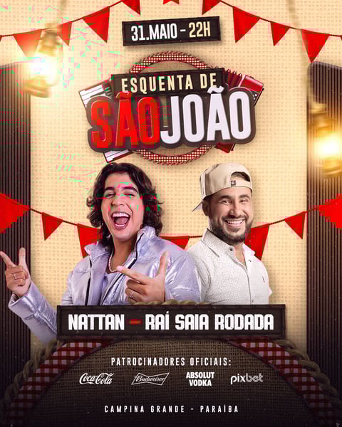 FLYER DE SÃO JOÃO PSD EDITÁVEL FEED ESQUENTA DE SÃO JOÃO