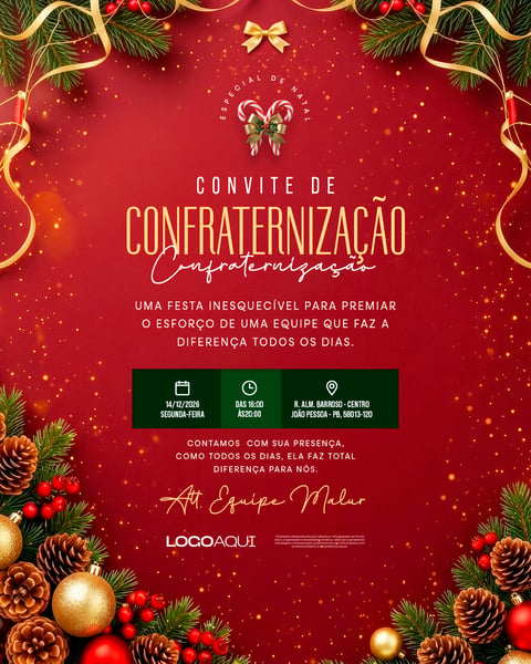CONFRATERNIZAÇÃO ESPECIAL DE NATAL SOCIAL MEDIA FLYER PSD EDITÁVEL