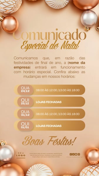 HORÁRIO ESPECIAL RECESSO FINAL DE ANO STORY SOCIAL MEDIA PSD EDITÁVEL 2