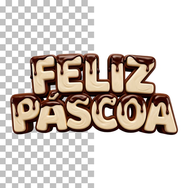 SELO 3D FELIZ PÁSCOA EM PNG TRANSPARENTE
