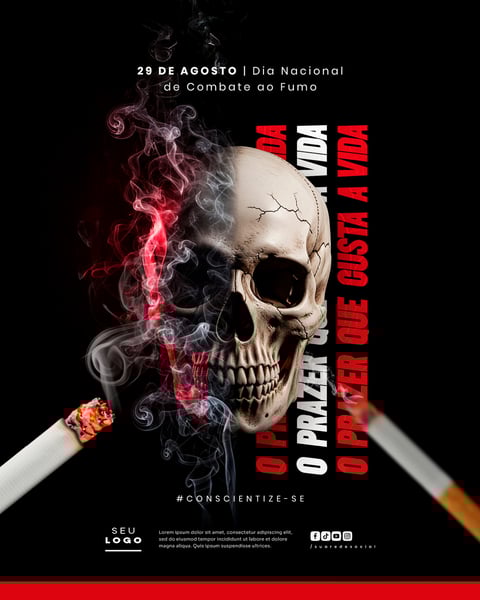 DIA NACIONAL DE COMBATE AO FUMO 29 DE AGOSTO SOCIAL MEDIA PSD EDITÁVEL 6