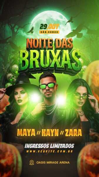 FLYER NOITE DAS BRUXAS STORY PSD EDITÁVEL