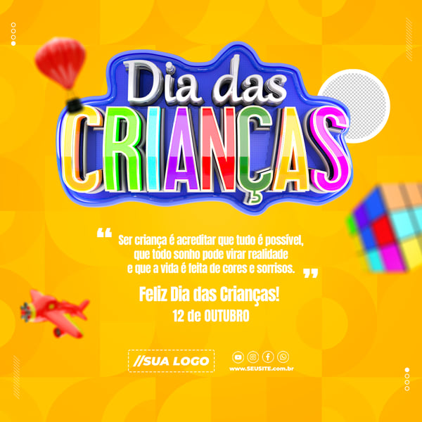 Feliz Dia das Crianças 12 de Outubro Data Comemorativa Redes Sociais
