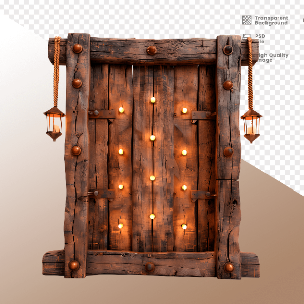 PORTA DE MADEIRA COM LUZ - ELEMENTO 3D PARA COMPOSIÇÃO