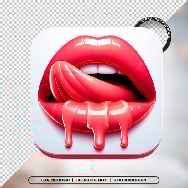 3D RENDER BOCA LÍNGUA LEITE ELEMENTO ÍCONE PSD PNG