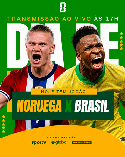 BRASIL X NORUEGA HOJE É DIA HAALAND E VINI JR PSD EDITÁVEL