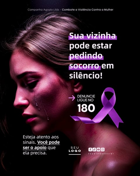 AGOSTO LILÁS CAMPANHA DE CONSCIENTIZAÇÃO AO COMBATE A VIOLÊNCIA CONTRA A MULHER SOCIAL MEDIA PSD EDITÁVEL 5