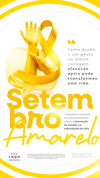 SETEMBRO AMARELO CAMPANHA NACIONAL DE CONSCIENTIZAÇÃO SOBRE A PREVENÇÃO DO SUICÍDIO E A VALORIZAÇÃO DA VIDA STORY SOCIAL MEDIA PSD EDITÁVEL 2