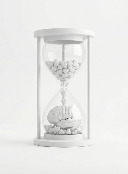 Ampulheta Com Corações E Cérebro Para Campanha Janeiro Branco