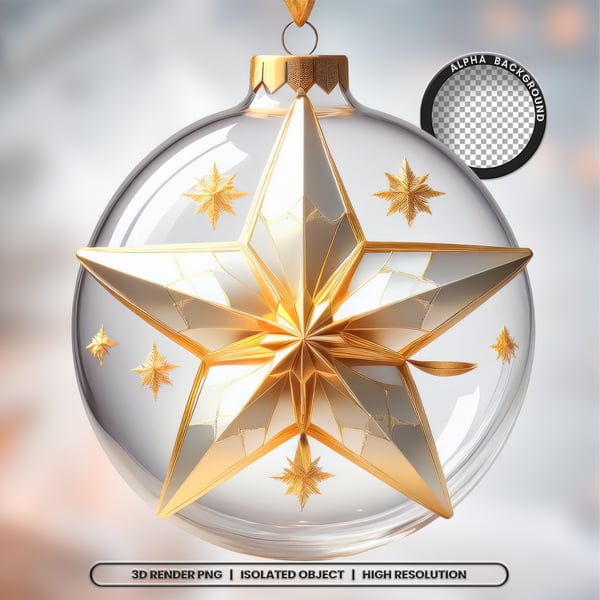IWR SELO 3D RENDER BOLA DOURADA NATAL ELEMENTO ÍCONE PSD PNG (399)