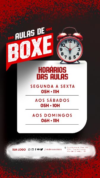 STORY - AULAS DE BOXE - HORÁRIOS DE AULA