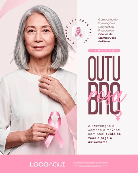OUTUBRO ROSA CAMPANHA DE PREVENÇÃO SOCIAL MEDIA FLYER PSD EDITÁVEL