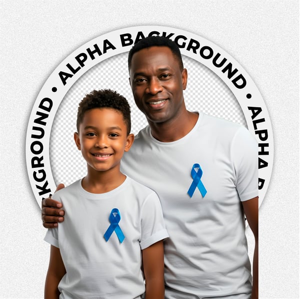 PAI E FILHO NEGROS COM FITA AZUL DE NOVEMBRO AZUL 3