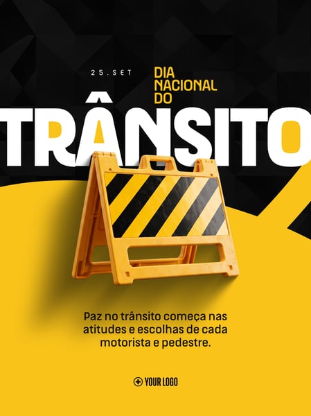DIA NACIONAL DO TRÂNSITO BARREIRA SOCIAL MEDIA FLYER PSD EDITÁVEL