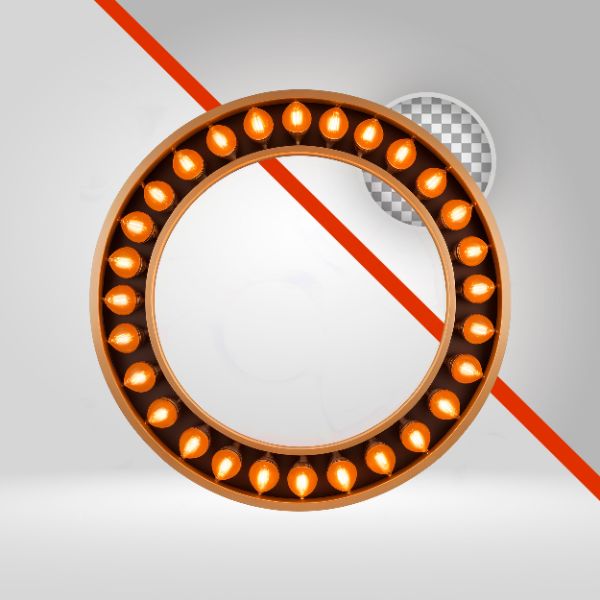 CIRCULO COM LÂMPADAS, 3D LUZES PARA COMPOSIÇÃO DE FLYERS DE EVENTO, ELEMENTO PNG, LEDS, LUZ DE SHOW, FUNDO TRANSPARENTE