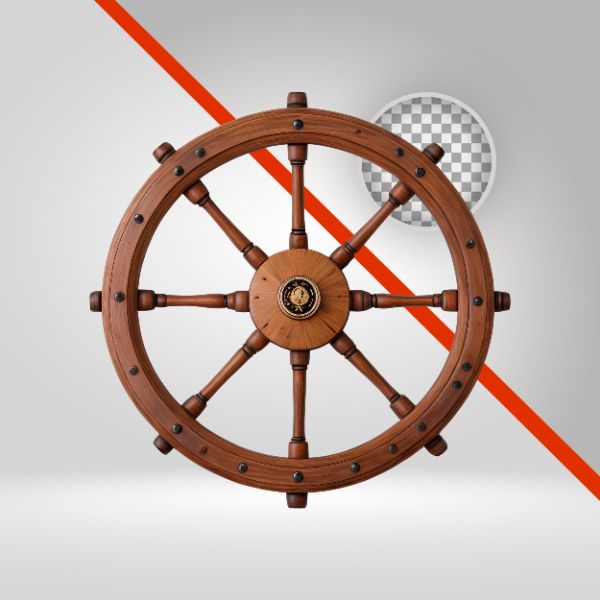 VOLANTE DE BARCO, RODA DE MADEIRA, LEME, ELEMENTO PNG, VOLANTE 3D-IA COMPOSIÇÃO PARA FLYER DE EVENTO, PRAIA, VERÃO