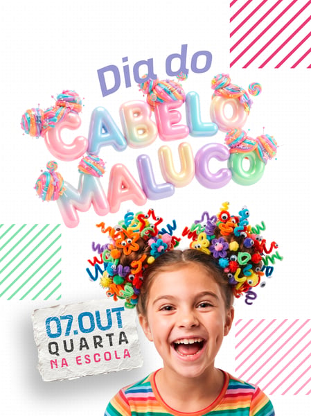 DIA DO CABELO MALUCO EVENTO ESCOLAR SOCIAL MEDIA FLYER PSD EDITÁVEL