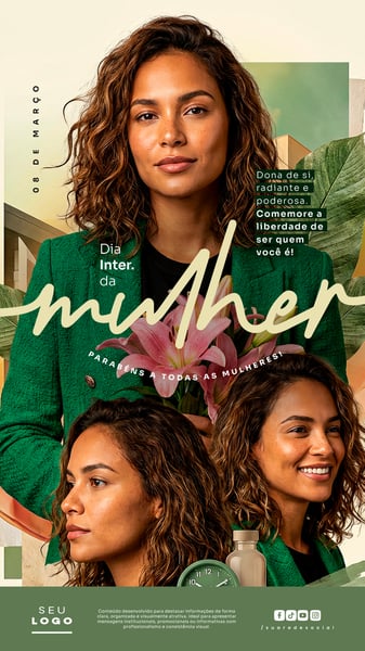 DIA INTERNACIONAL DA MULHER 08 DE MARÇO STORY SOCIAL MEDIA PSD EDITÁVEL 2