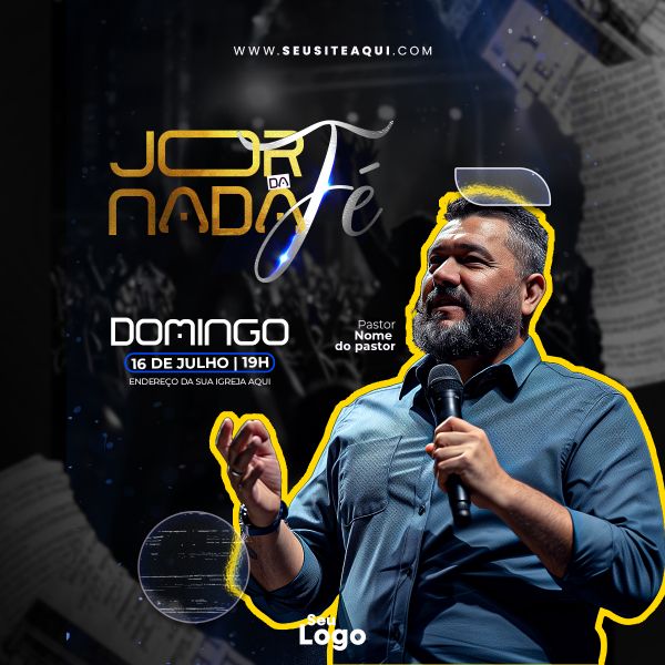 FEED QUADRADO - FLYER JORNADA DA FÉ - IGREJA, CHURCH, GOSPEL | PSD EDITÁVEL