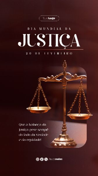 DIA MUNDIAL DA JUSTIÇA 20 DE FEVEREIRO SOCIAL MEDIA POST STORY