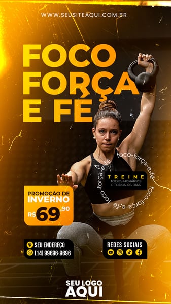 POST STORY - ACADEMIA - FOCO, FORÇA E FÉ