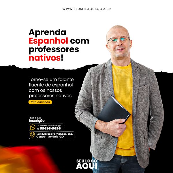 AULAS DE ESPANHOL | IDIOMAS | ESCOLA | SOCIAL MEDIA | PSD EDITÁVEL
