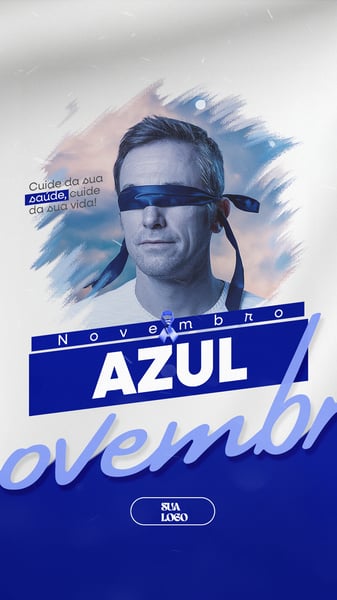 NOVEMBRO AZUL MÊS DA CONSCIENTIZAÇÃO SOBRE PREVENÇÃO AO CÂNCER DE PRÓSTATA PSD EDITÁVEL