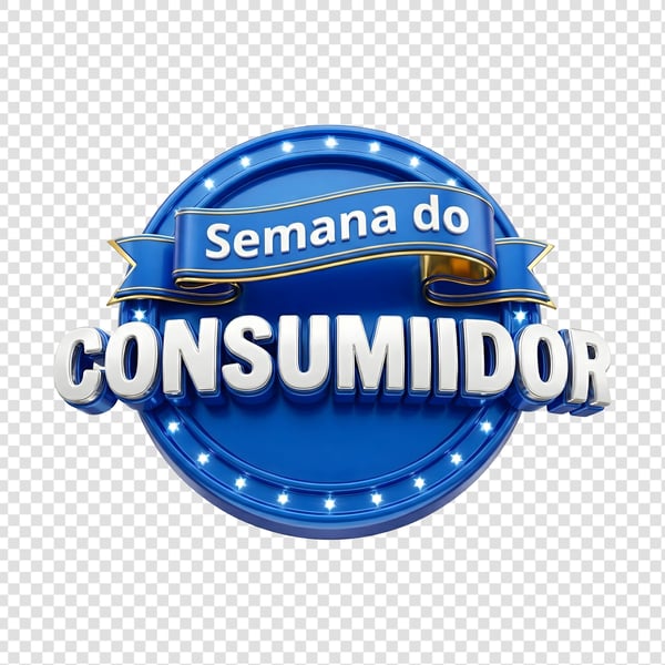 SELO 3D SEMANA DO CONSUMIDOR AZUL COM LAÇO DOURADO 01