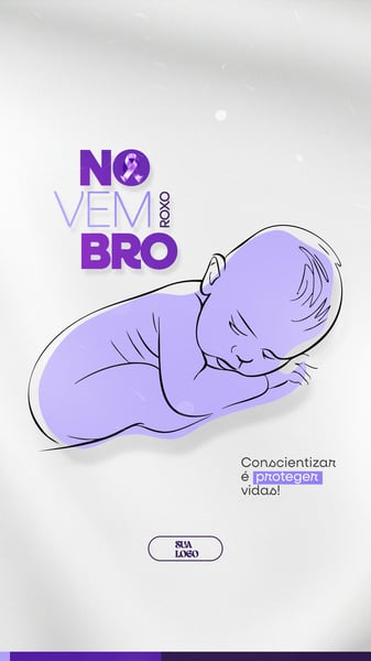 NOVEMBRO ROXO MÊS DA CONSCIENTIZAÇÃO DA PREMATURIDADE SOCIAL MEDIA PSD EDITÁVEL