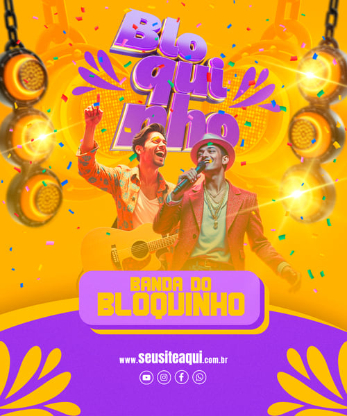 FLYER EVENTO CARNAVAL BLOQUINHO MÚSICA REDES SOCIAIS