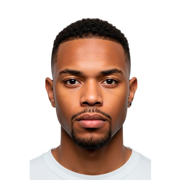 HOMEM NEGRO COM BLUSA BRANCA COM CORTE LOW FADE