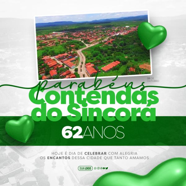 POST - ANIVERSÁRIO DA CIDADE - CONTENDAS DO SINCORÁ - 62 ANOS