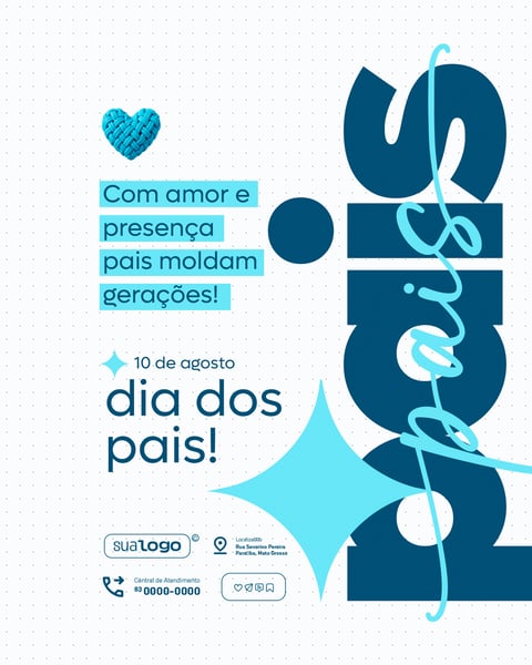 DIA DOS PAIS 10 DE AGOSTO SOCIAL MEDIA PSD EDITÁVEL FEED 1