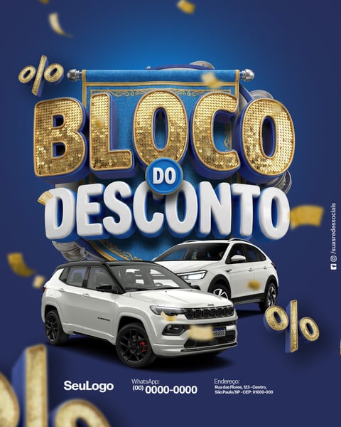 Bloco do Desconto 72x Sem Juros Carros Promoção PSD Editável