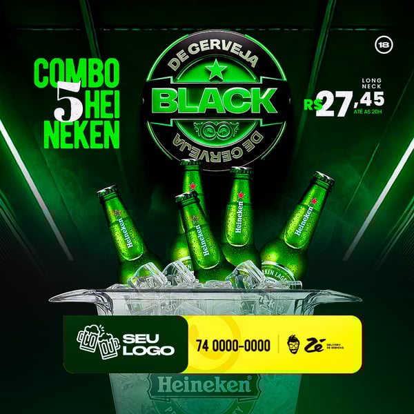 SOCIAL MEDIA BLACK FRIDAY DISTRIBUIDORA DE CERVEJA HEINEKEN FEED PSD EDITÁVEL