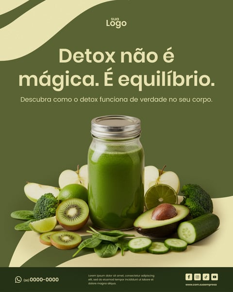 DETOX NÃO É MÁGICA. É EQUILÍBRIO. Figma Social Media Template