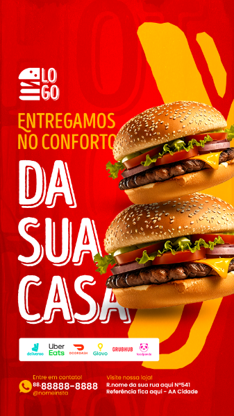 STORIES FAZEMOS ENTREGAS SOCIAL MEDIA LANCHONETE PSD EDITÁVEL
