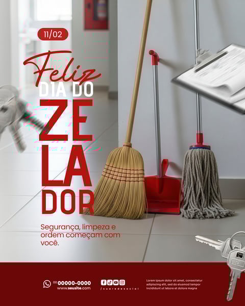 DIA DO ZELADOR 11 DE FEVEREIRO SOCIAL MEDIA PSD EDITÁVEL 4