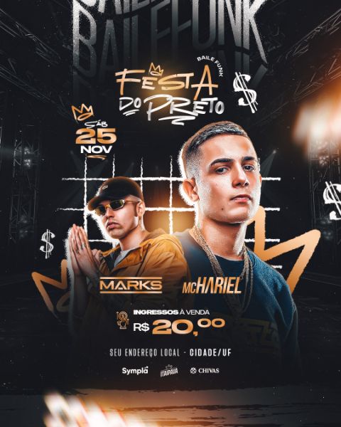 FLYER FESTA DO PRETO MC FUNK FEED