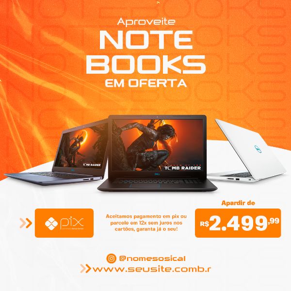 SOCIAL MEDIA FEED NOTEBOOK GAMERS EM PROMOÇÃO PSD EDITÁVEL